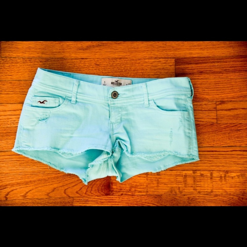 Hollister Bright Neon Blue Denim Jean Shorts